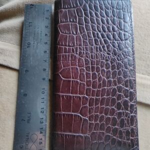 Cole Haan Elegant Brown Crocodile Embossed Leather Wallet